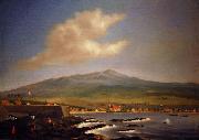 James Gay Sawkins Kailua-Kona with Hualalai, Hulihee Palace and Church oil painting artist